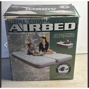 Ingear Dual Compartment Airbed W/Pump,Queen SZ 80"x60"x5" Can Double Up To Twin"